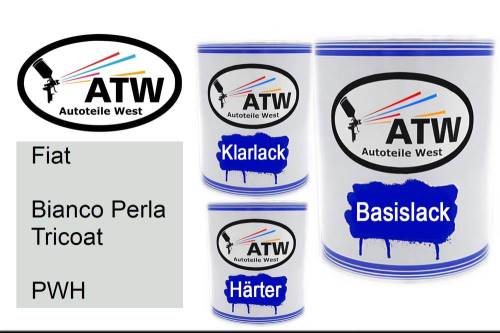 Fiat, Bianco Perla Tricoat, PWH: 1L Lackdose + 1L Klarlack + 500ml Härter - Set, von ATW Autoteile West.